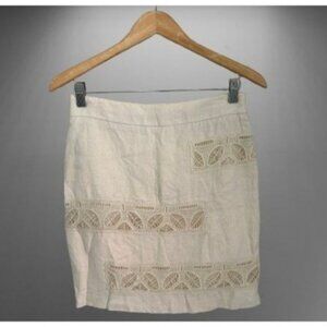 Moulinette Soeurs Beige Textured Skirt With Leaf Lace Inserts Womens Size 0